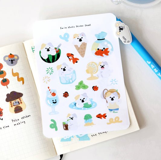 MeMe Cat in Summer Glossy Sticker Sheet