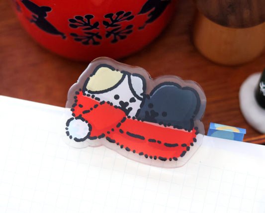 MoMo Rabbit & MeMe Cat Cozy Winter Paper Clip