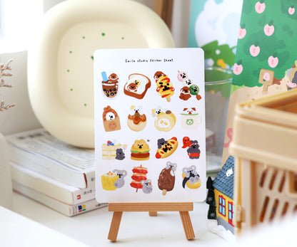 Smile Friend with Food Glossy Sticker Sheet