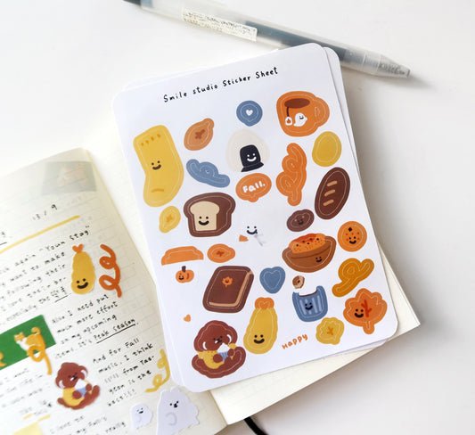 Smile Fall Glossy Sticker Sheet (No White Border)