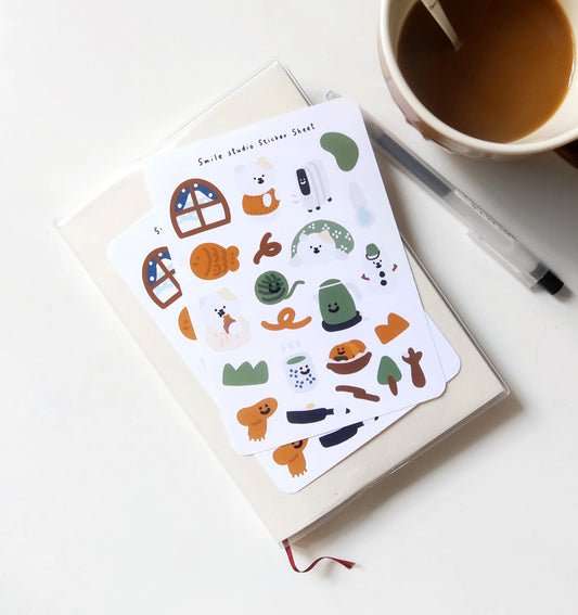 MeMe Cat in Winter Glossy Sticker Sheet