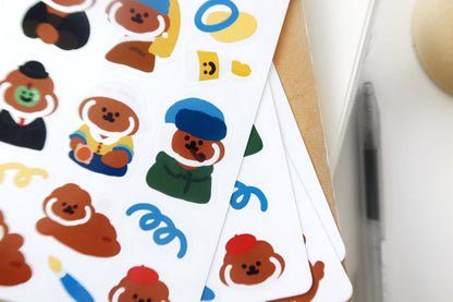 Rice Cake Puppy with Famous Painting Glossy Sticker Sheet