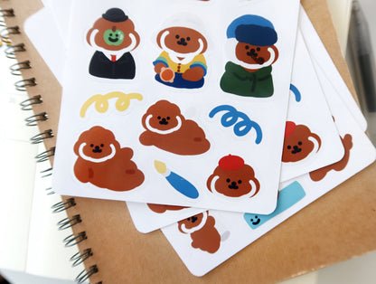 Rice Cake Puppy with Famous Painting Glossy Sticker Sheet